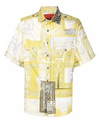 gelbes Kurzarmhemd mit Paisley-Muster von Thebe Magugu