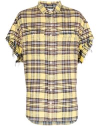 gelbes Kurzarmhemd mit Schottenmuster von R13