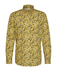gelbes Langarmhemd mit Blumenmuster von Bugatti