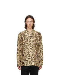 gelbes Langarmhemd mit Leopardenmuster