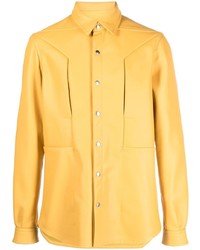 gelbes Lederlangarmhemd von Rick Owens