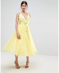 gelbes Midikleid aus Tüll von Asos