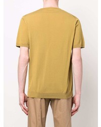gelbes Strick T-Shirt mit einem Rundhalsausschnitt von Roberto Collina