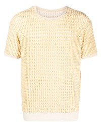 gelbes Strick T-Shirt mit einem Rundhalsausschnitt von Isa Boulder