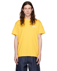 gelbes Strick T-Shirt mit einem Rundhalsausschnitt von Jacquemus
