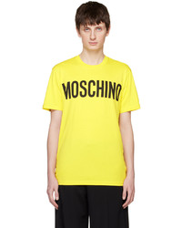 gelbes Strick T-Shirt mit einem Rundhalsausschnitt von Moschino