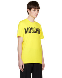 gelbes Strick T-Shirt mit einem Rundhalsausschnitt von Moschino