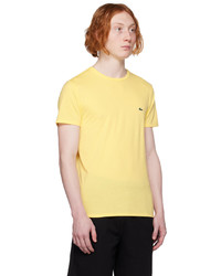 gelbes Strick T-Shirt mit einem Rundhalsausschnitt von Lacoste