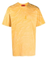 gelbes Mit Batikmuster T-Shirt mit einem Rundhalsausschnitt von 424