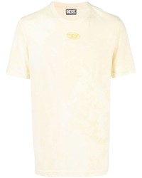 gelbes Mit Batikmuster T-Shirt mit einem Rundhalsausschnitt von Diesel