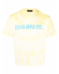 gelbes Mit Batikmuster T-Shirt mit einem Rundhalsausschnitt von DSQUARED2