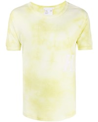 gelbes Mit Batikmuster T-Shirt mit einem Rundhalsausschnitt von Helmut Lang