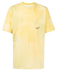 gelbes Mit Batikmuster T-Shirt mit einem Rundhalsausschnitt von Oamc
