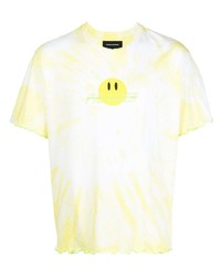 gelbes Mit Batikmuster T-Shirt mit einem Rundhalsausschnitt von Palmer//Harding