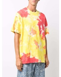 gelbes Mit Batikmuster T-Shirt mit einem Rundhalsausschnitt von Nike