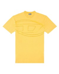gelbes T-Shirt mit einem Rundhalsausschnitt mit Blumenmuster von Diesel