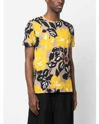 gelbes T-Shirt mit einem Rundhalsausschnitt mit Blumenmuster von Etro