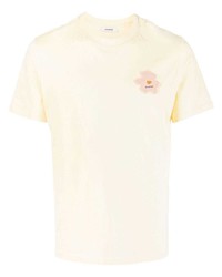 gelbes T-Shirt mit einem Rundhalsausschnitt mit Blumenmuster von Sandro