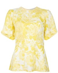 gelbes T-Shirt mit einem Rundhalsausschnitt mit Blumenmuster von Stella McCartney