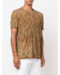 gelbes T-Shirt mit einem Rundhalsausschnitt mit Paisley-Muster von Etro