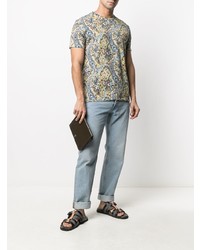 gelbes T-Shirt mit einem Rundhalsausschnitt mit Paisley-Muster von Etro