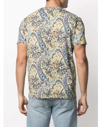 gelbes T-Shirt mit einem Rundhalsausschnitt mit Paisley-Muster von Etro