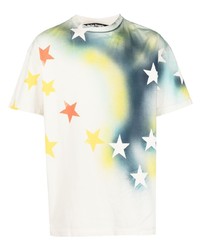 gelbes T-Shirt mit einem Rundhalsausschnitt mit Sternenmuster von Palm Angels