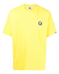gelbes T-Shirt mit einem Rundhalsausschnitt von AAPE BY A BATHING APE