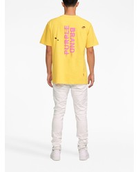 gelbes T-Shirt mit einem Rundhalsausschnitt von purple brand