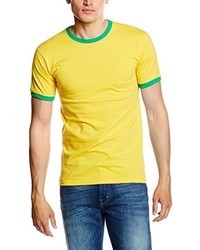 gelbes T-Shirt mit einem Rundhalsausschnitt von Fruit of the Loom
