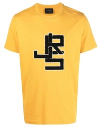 gelbes T-Shirt mit einem Rundhalsausschnitt von John Richmond
