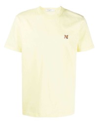 gelbes T-Shirt mit einem Rundhalsausschnitt von MAISON KITSUNÉ