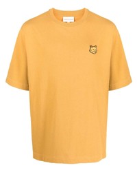 gelbes T-Shirt mit einem Rundhalsausschnitt von MAISON KITSUNÉ