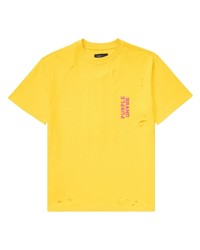 gelbes T-Shirt mit einem Rundhalsausschnitt von purple brand