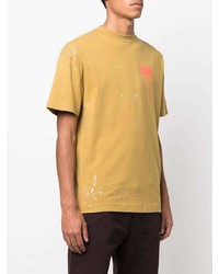 gelbes T-Shirt mit einem Rundhalsausschnitt von Palm Angels