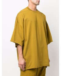 gelbes T-Shirt mit einem Rundhalsausschnitt von Rick Owens