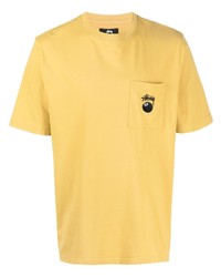 gelbes T-Shirt mit einem Rundhalsausschnitt von Stussy