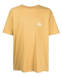 gelbes T-Shirt mit einem Rundhalsausschnitt von Stussy