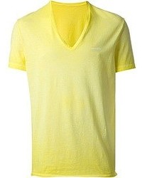 gelbes T-Shirt mit einem V-Ausschnitt von DSquared