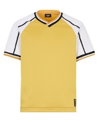 gelbes T-Shirt mit einem V-Ausschnitt von Fendi