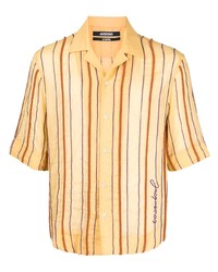 gelbes vertikal gestreiftes Kurzarmhemd von Jacquemus