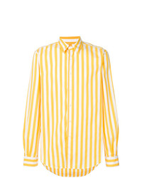 gelbes vertikal gestreiftes Langarmhemd von Aspesi