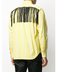gelbes vertikal gestreiftes Langarmhemd von Comme Des Garcons Homme Plus