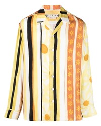 gelbes vertikal gestreiftes Langarmhemd von Marni