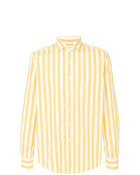 gelbes vertikal gestreiftes Langarmhemd von Xacus