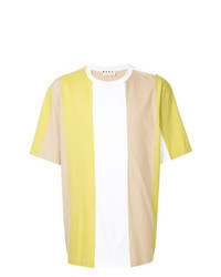 gelbes vertikal gestreiftes T-Shirt mit einem Rundhalsausschnitt