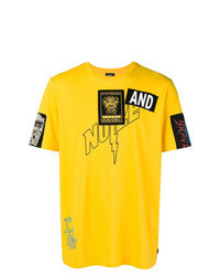 gelbes verziertes T-Shirt mit einem Rundhalsausschnitt