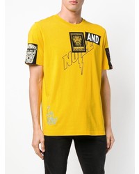 gelbes verziertes T-Shirt mit einem Rundhalsausschnitt von Diesel