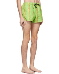gelbgrüne bedruckte Badeshorts von Versace Underwear