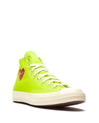gelbgrüne bedruckte hohe Sneakers aus Segeltuch von Converse